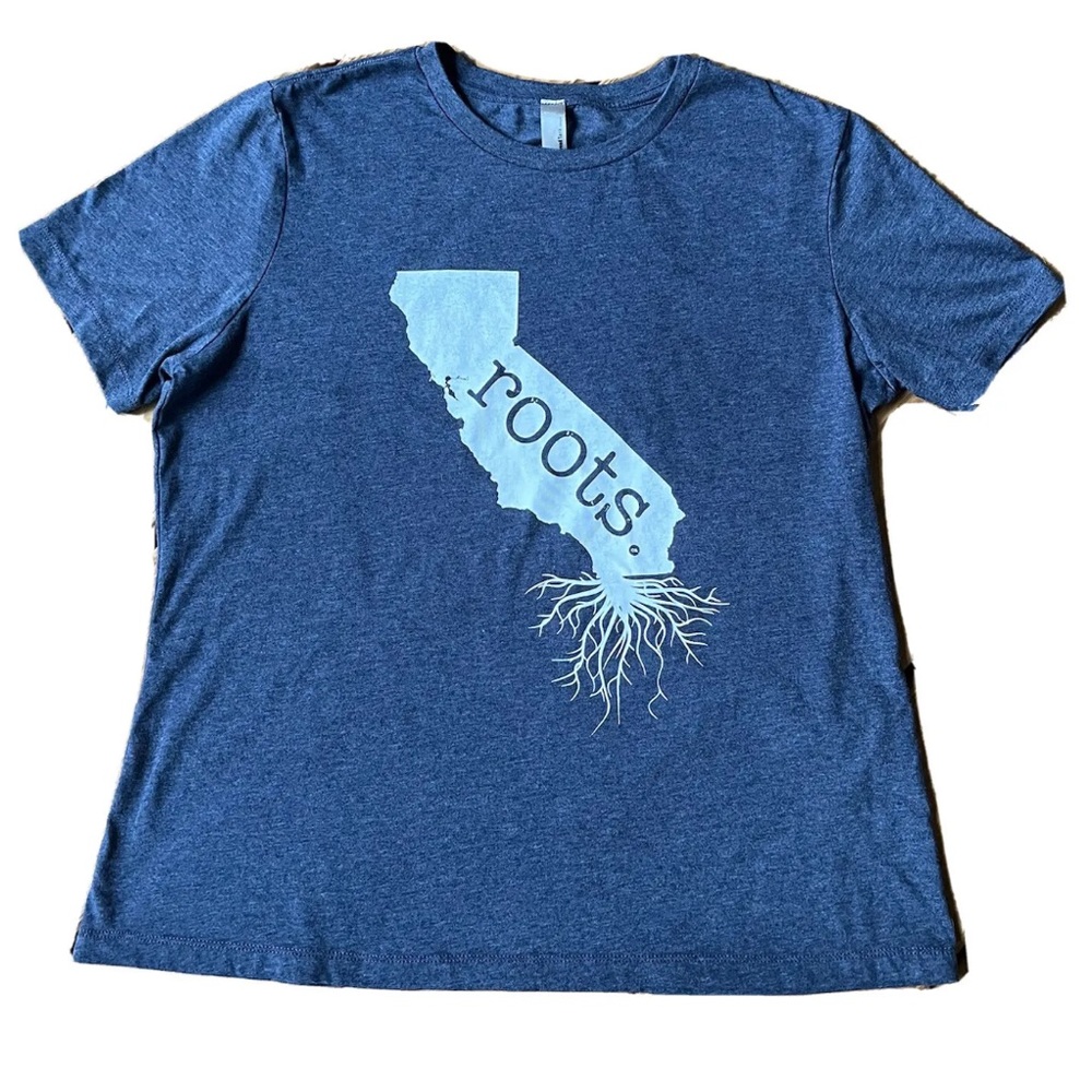California Shape T Shirt Womens L Roots Blue Thread Tank Designs